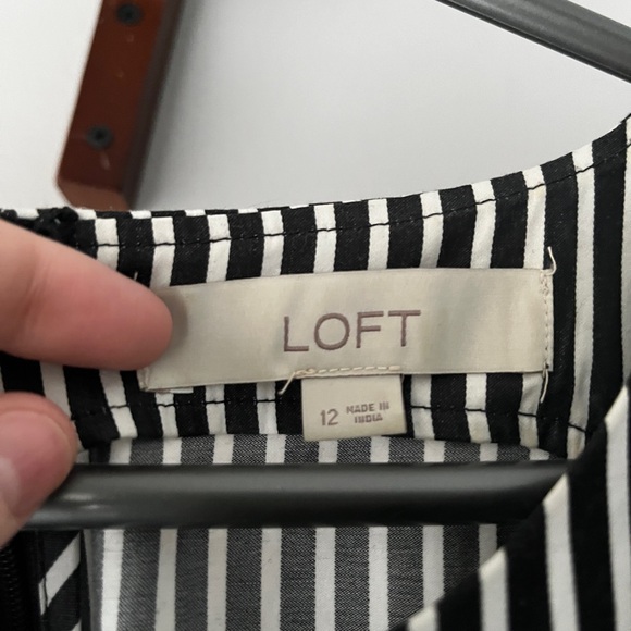 Loft Striped Split Neck Tie Dress - Picture 3 of 5